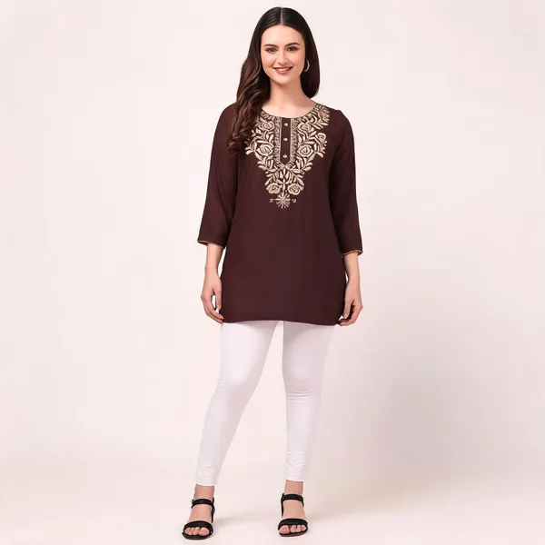 Brown_Viscose_Rayon_Straight_Kurta_For_Women