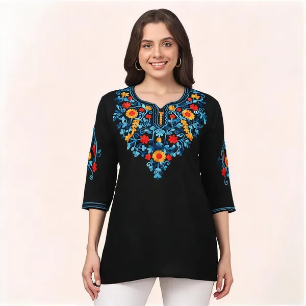 Black_Viscose_Rayon_Straight_Kurti_For_Women