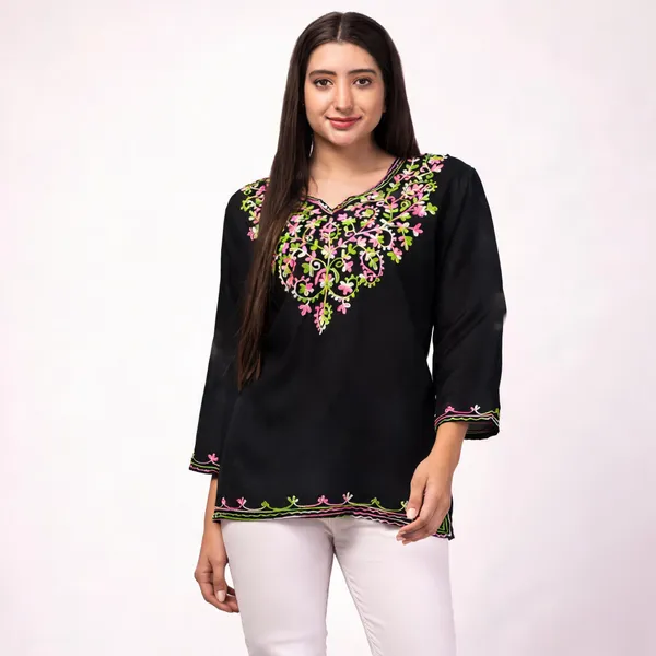 Black_Viscose_Rayon_Straight_Kurti_For_Women