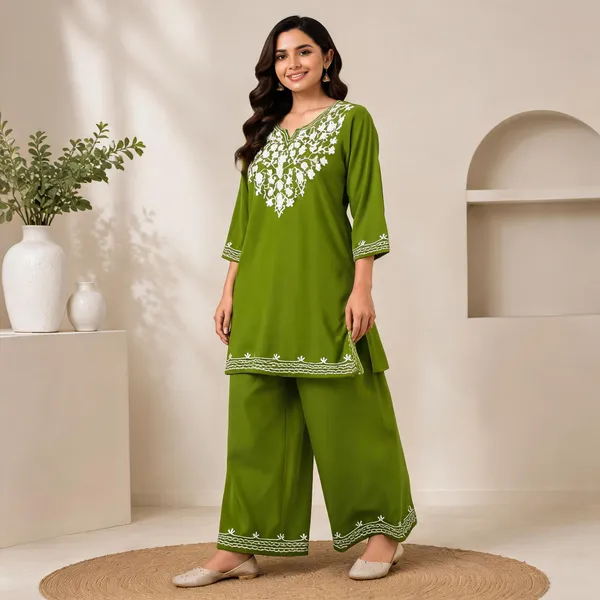 Green_Viscose_Rayon_Straight_Kurta_Palazzo_Set_For_Women