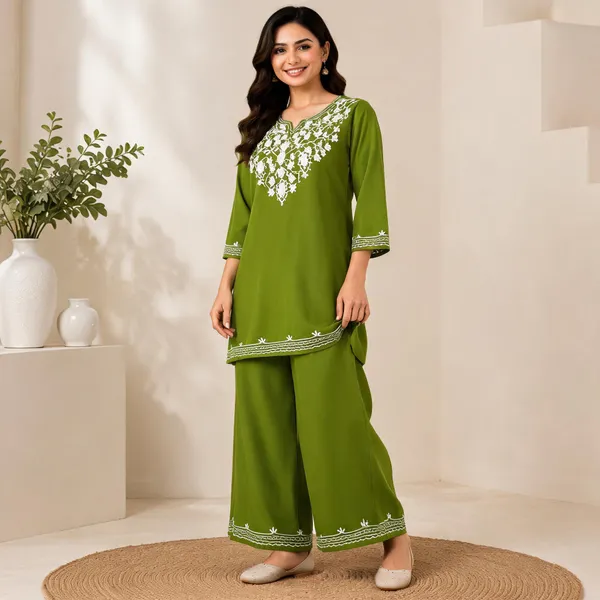 Green_Viscose_Rayon_Straight_Kurta_Palazzo_Set_For_Women