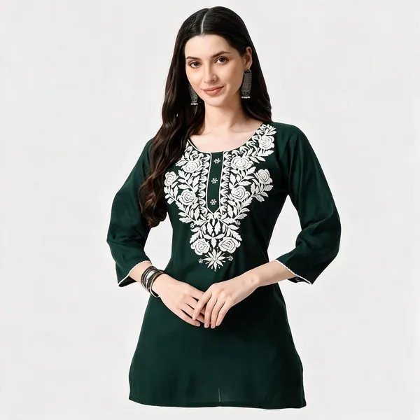 Green_Red_Viscose_Rayon_Straight_Kurti_For_Women_Set_Of_2