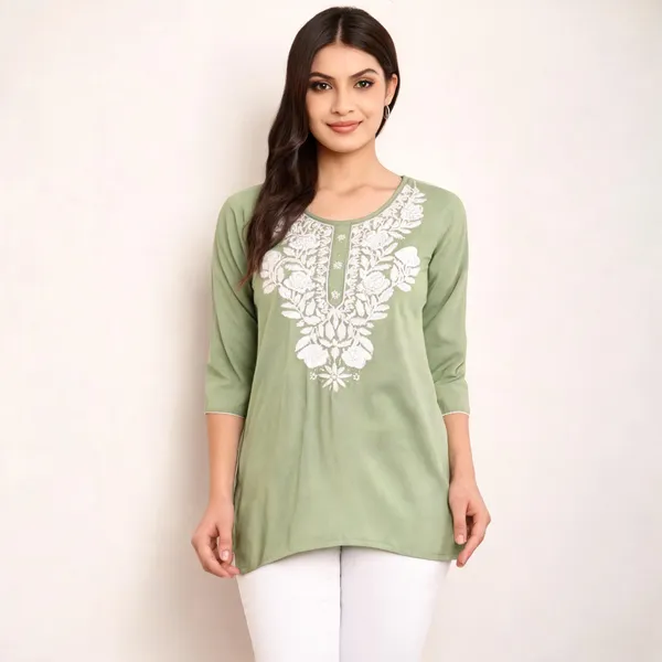 Green_Viscose_Rayon_Straight_Kurti_For_Women_Set_Of_2