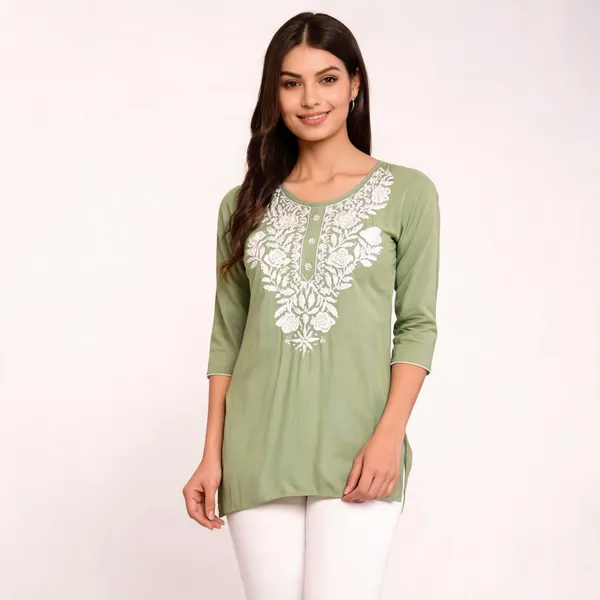 Green_Viscose_Rayon_Straight_Kurti_For_Women_Set_Of_2