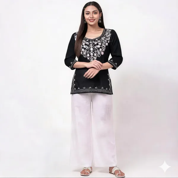 Black_Viscose_Rayon_Straight_Kurta_Palazzo_Set_For_Women