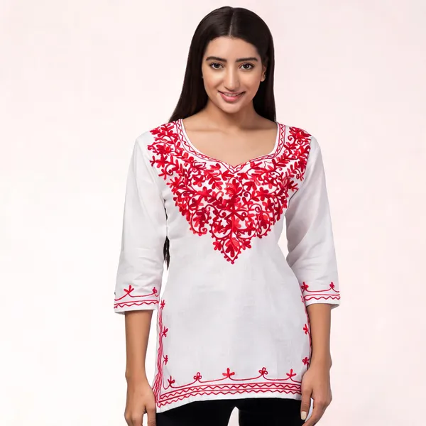 White_Viscose_Rayon_Straight_Kurti_For_Women