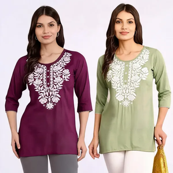 Wine_Pista_Viscose_Rayon_Straight_Kurti_For_Women_Set_Of_2