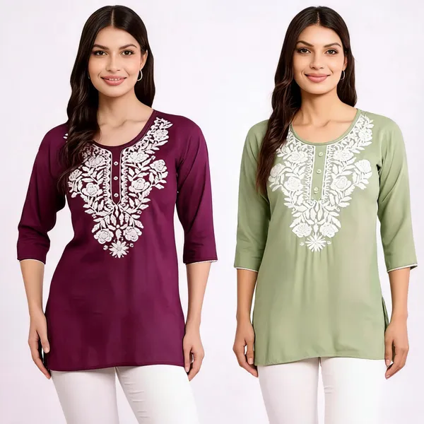 Wine_Pista_Viscose_Rayon_Straight_Kurti_For_Women_Set_Of_2