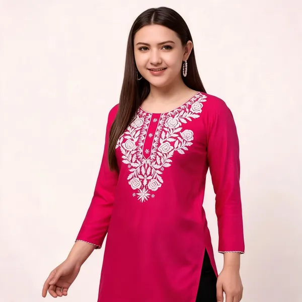 Pink_Green_Viscose_Rayon_Straight_Kurti_For_Women_Set_Of_2