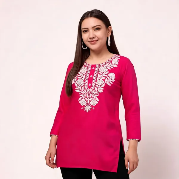 Pink_Green_Viscose_Rayon_Straight_Kurti_For_Women_Set_Of_2
