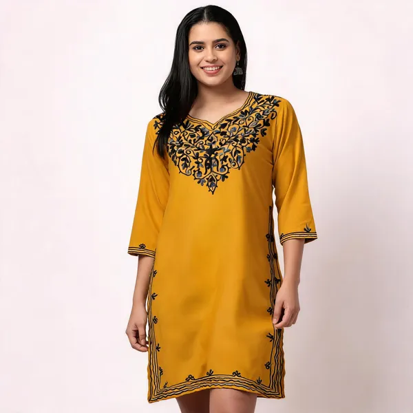 Mustard_Viscose_Rayon_Straight_Kurta_For_Women