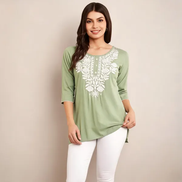 Green_Black_Viscose_Rayon_Straight_Kurti_For_Women_Set_Of_2