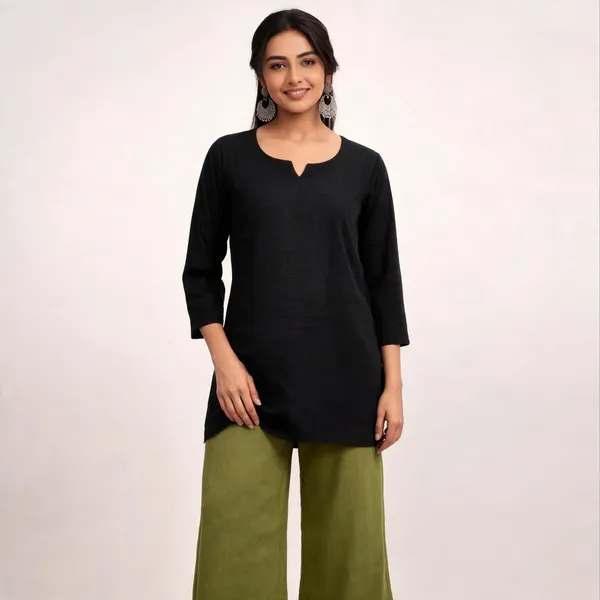 Black_Green_Viscose_Rayon_Straight_Kurta_Palazzo_Set_For_Women