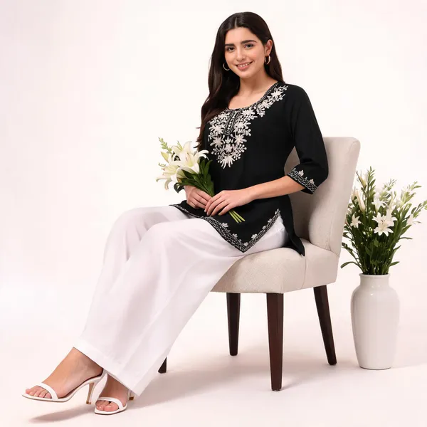 Black_White_Viscose_Rayon_Embroidered_Straight_Kurta_Palazzo_Set_For_Women