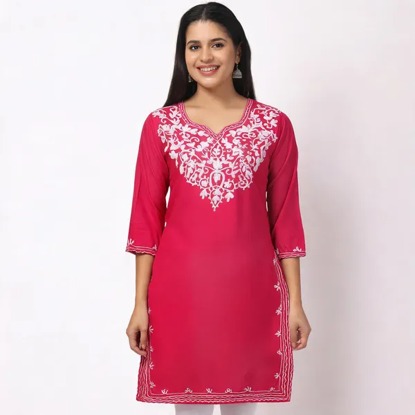 Pink_Viscose_Rayon_Embroidered_Straight_Kurta_For_Women
