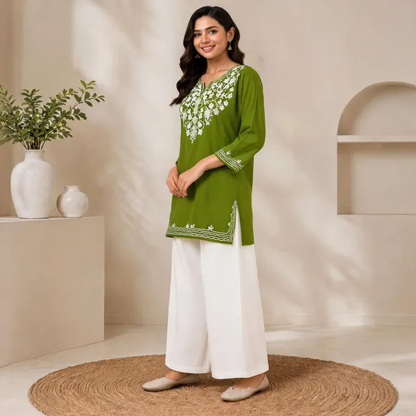 Green_Viscose_Rayon_Straight_Kurta_Palazzo_Set_For_Women