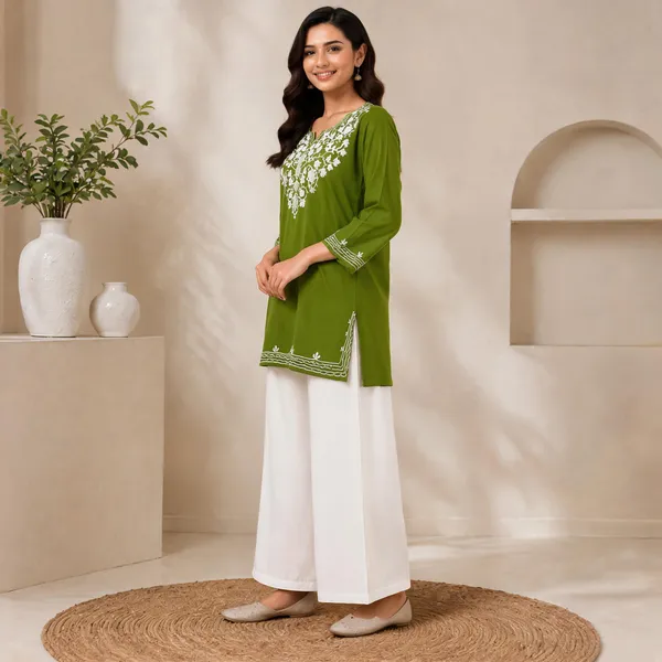 Green_Viscose_Rayon_Straight_Kurta_Palazzo_Set_For_Women