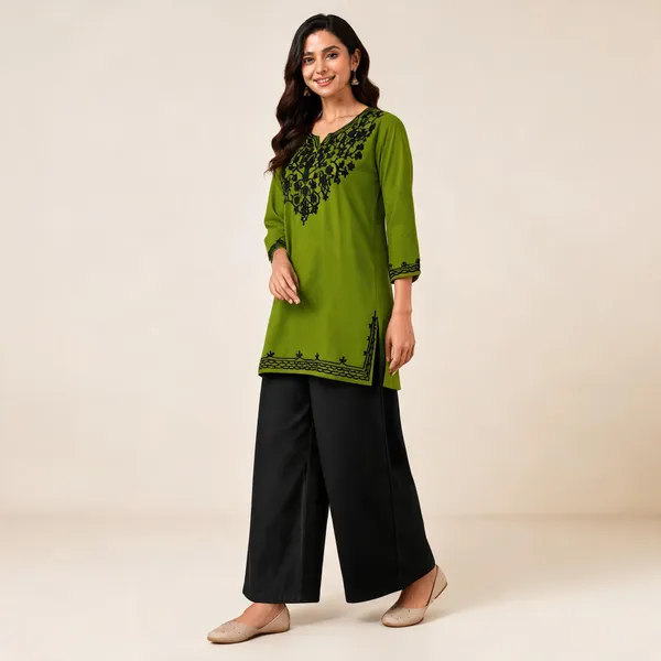 Green_Black_Viscose_Rayon_Straight_Kurta_Palazzo_Set_For_Women