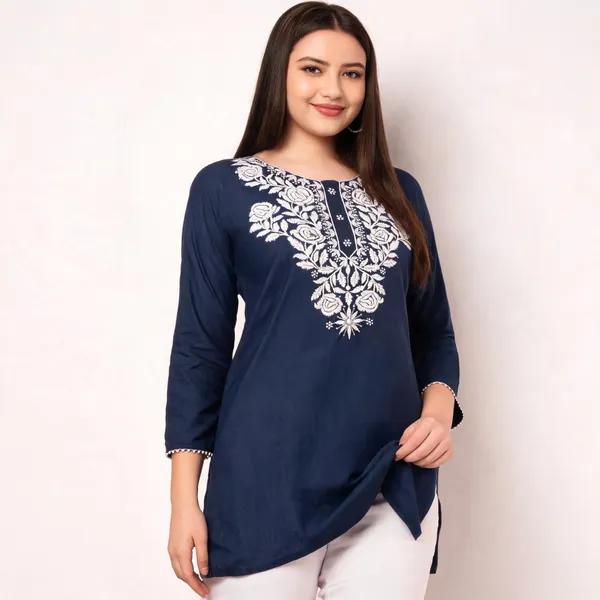 Navy_Blue_Viscose_Rayon_Straight_Embroidered_Kurti_For_Women