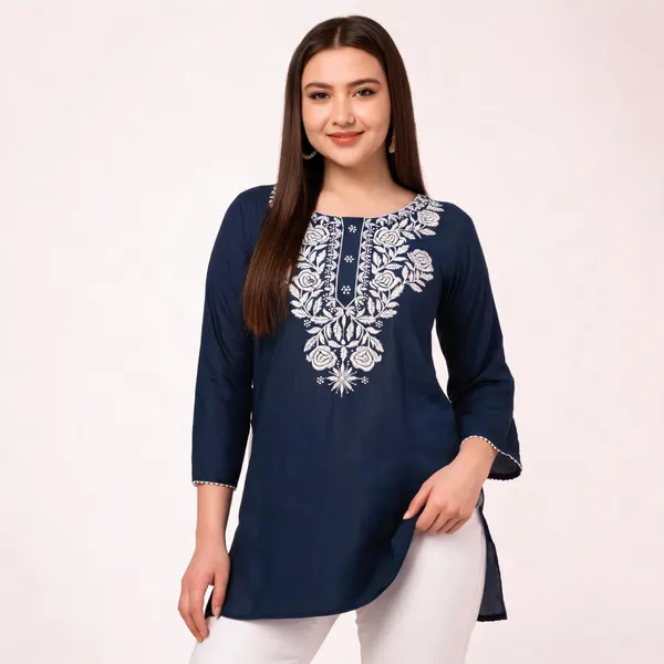 Navy_Blue_Viscose_Rayon_Straight_Embroidered_Kurti_For_Women
