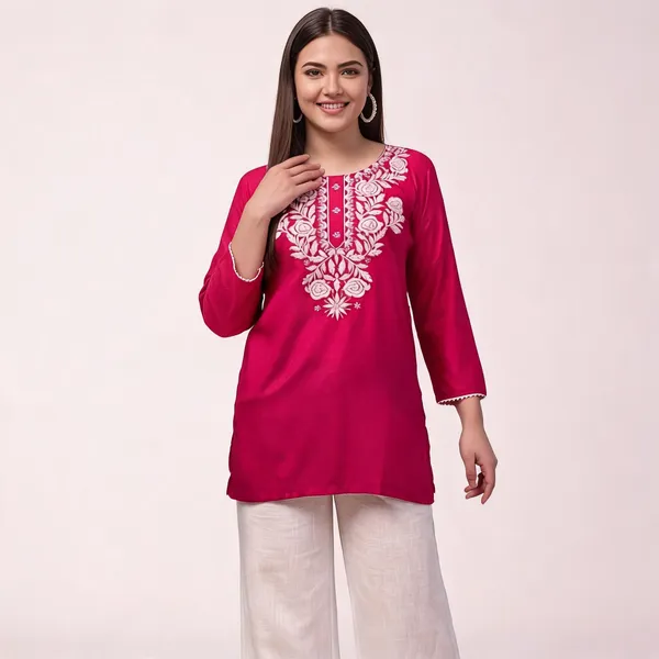 Pink_Viscose_Rayon_Straight_Embroidered_Kurta_Palazzo_Set_For_Women