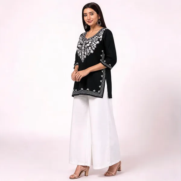 Black_Viscose_Rayon_Straight_Embroidered_Kurta_Palazzo_Set_For_Women