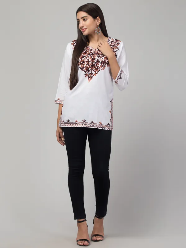 White/Brown-Straight_Kurti