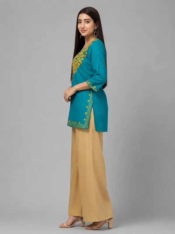 Teal_Embroidered_Straight_Kurta_Palazzo_Set_for_Women
