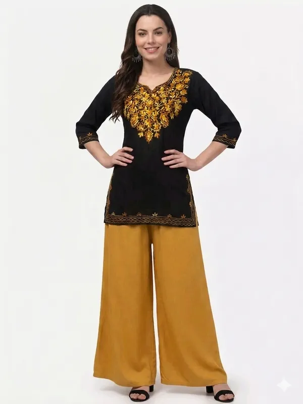 Mustard_Textured_Wide_Leg_Pants_for_Women
