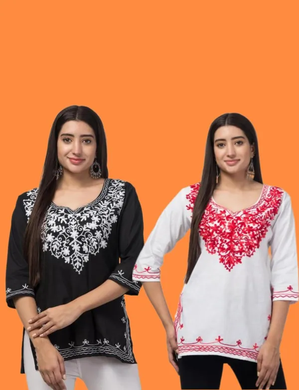 Black_And_White_Embroidered_Straight_Kurti_For_Women