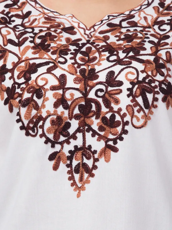 White/Brown-Straight_Kurti