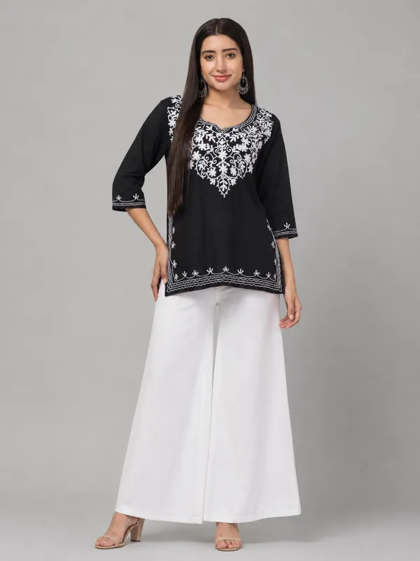 Black_Embroidered_Straight_Kurta_Set_for_Women