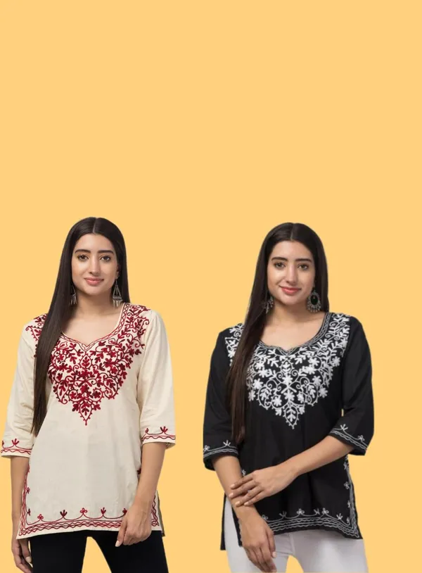 Cream_And_Black_Embroidered_Straight_Kurtis_For_Women