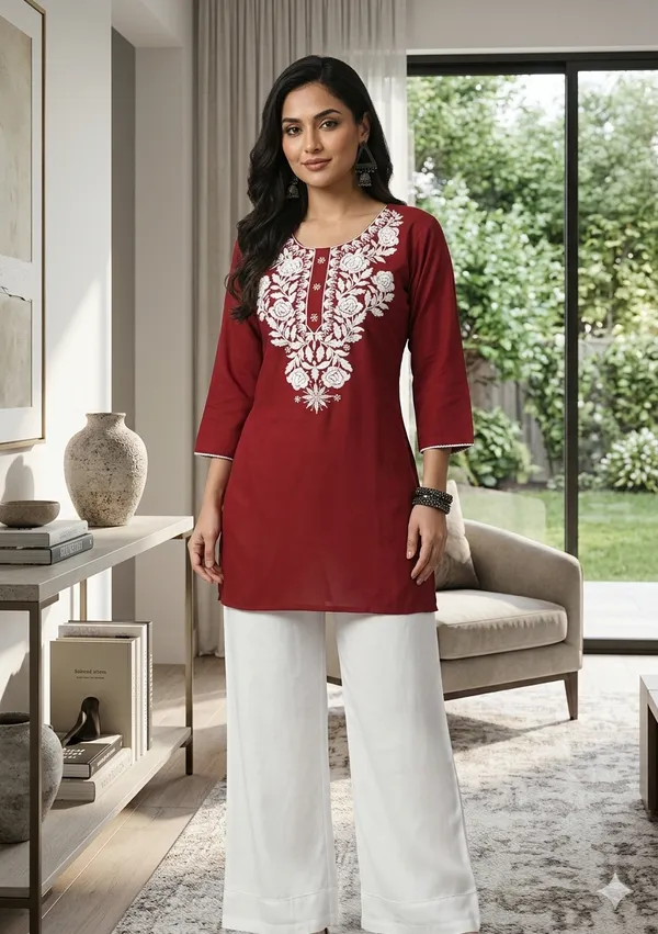 Maroon_Embroidered_Straight_Kurta_for_Women