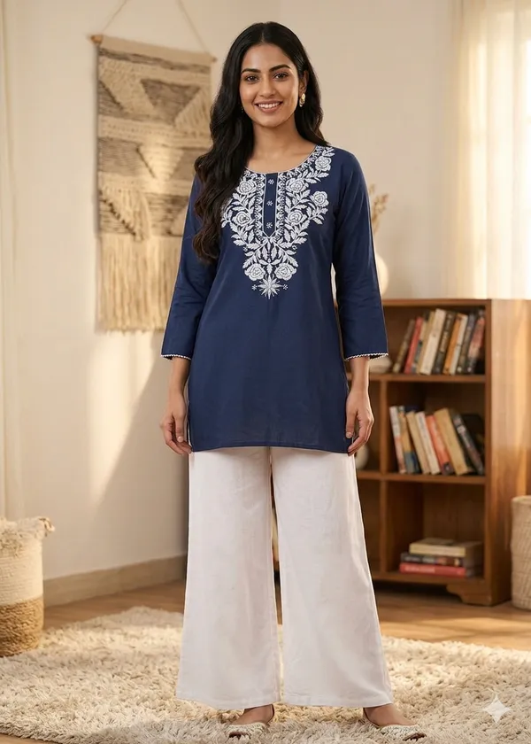 Navy_Embroidered_Straight_Kurta_for_Women