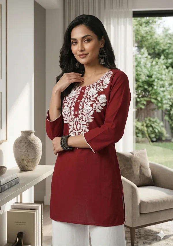 Maroon_Embroidered_Straight_Kurta_for_Women