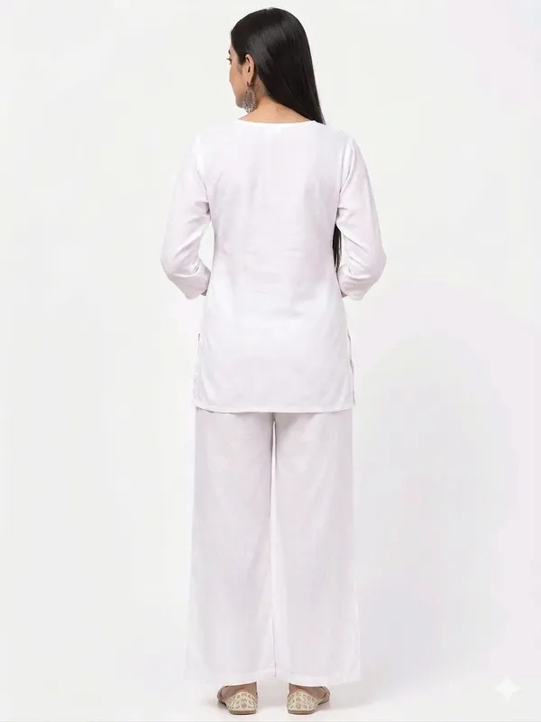 White_with_Green_Embroidery-Kurta_Palazzo_Set