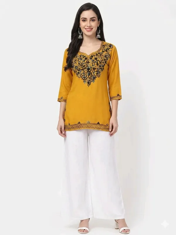 Mustard_Embroidered_Straight_Kurta_For_Women