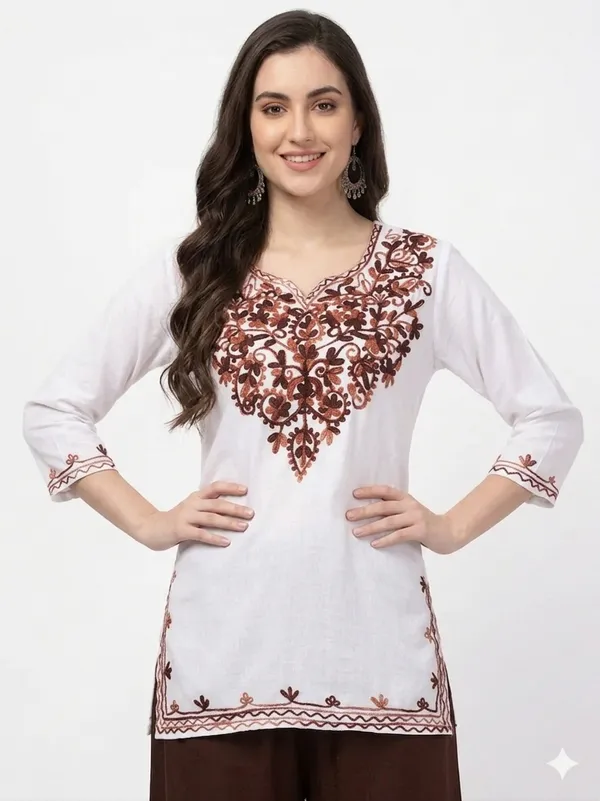 White/Brown-Kurta_Palazzo_Set