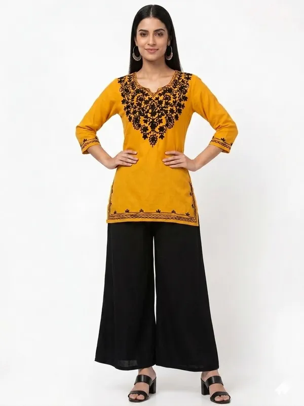 Mustard_Embroidered_Kurta_Set_for_Women