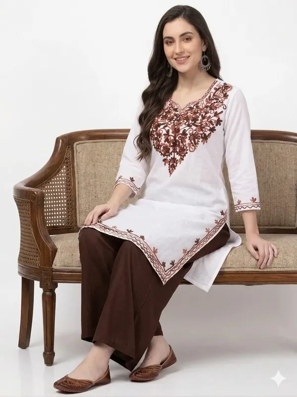 White/Brown-Kurta_Palazzo_Set