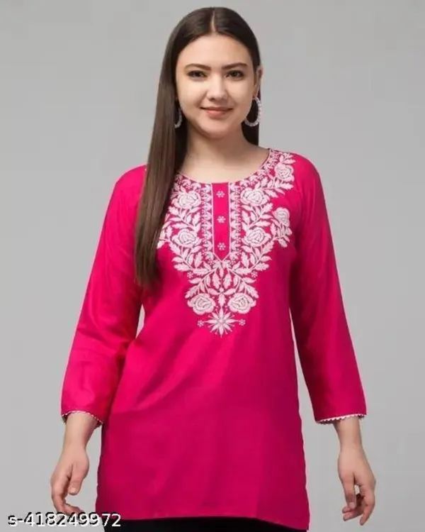 Pink_Embroidered_Straight_Kurti_For_Women
