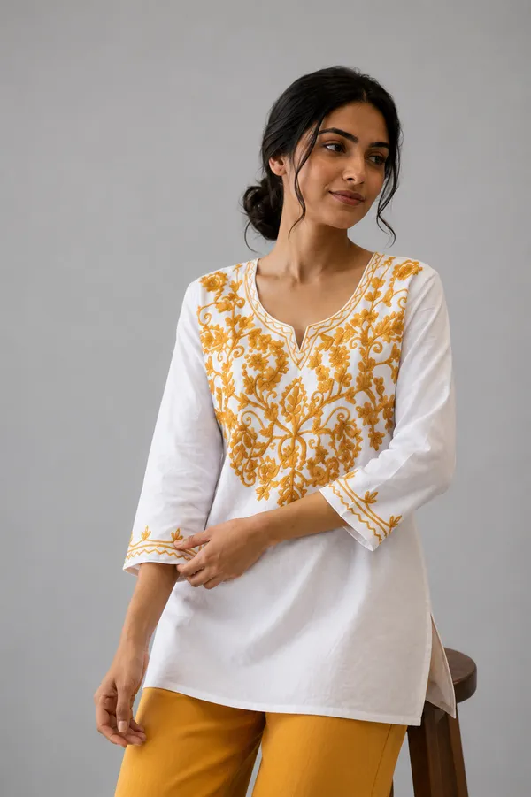 White/mustard-Kurta_Palazzo_Set