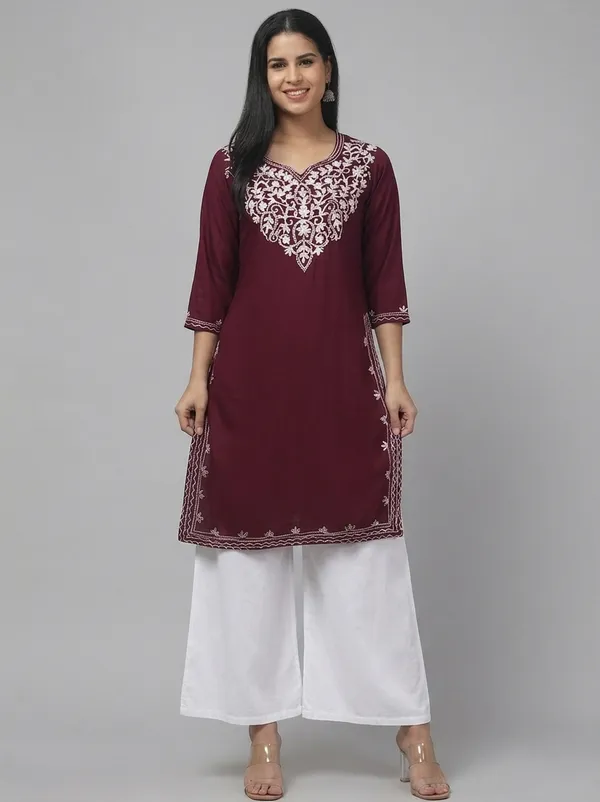 Maroon_Embroidered_Straight_Kurta_Set_for_Women