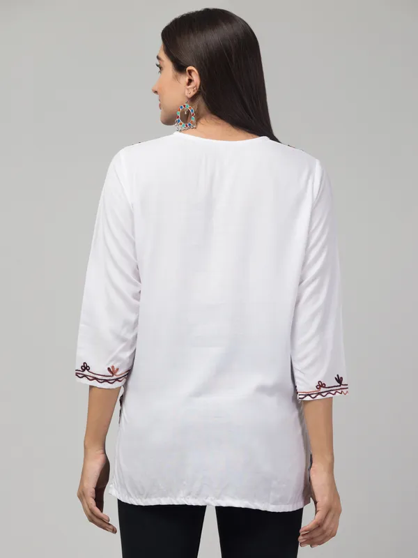 White/Brown-Straight_Kurti