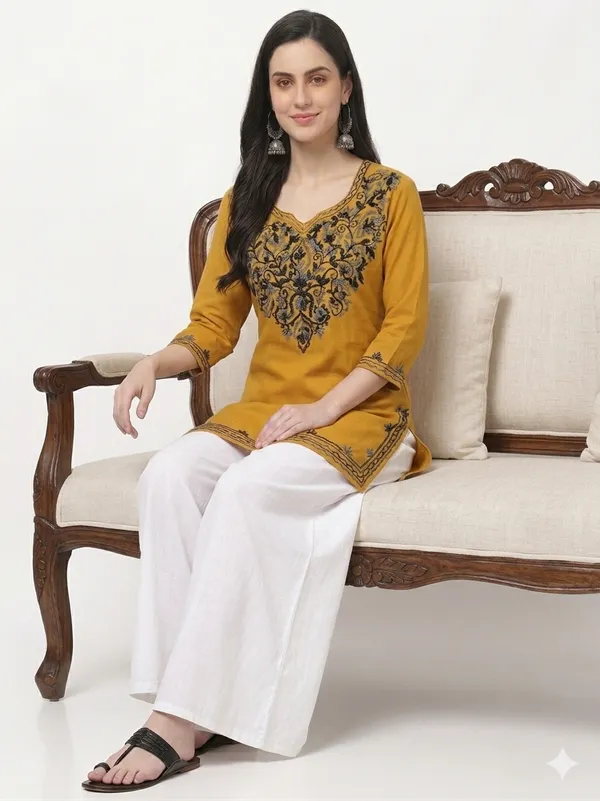 Mustard_Embroidered_Straight_Kurta_For_Women