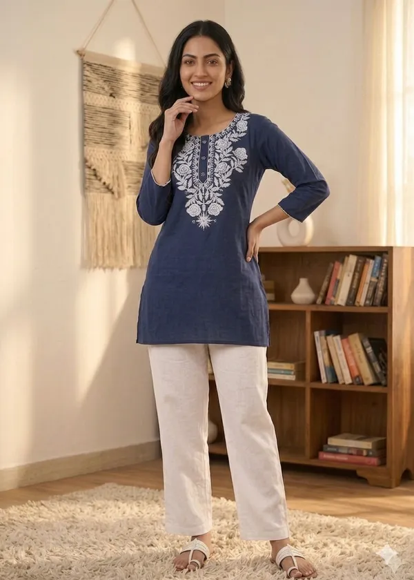 Navy_Embroidered_Straight_Kurta_for_Women