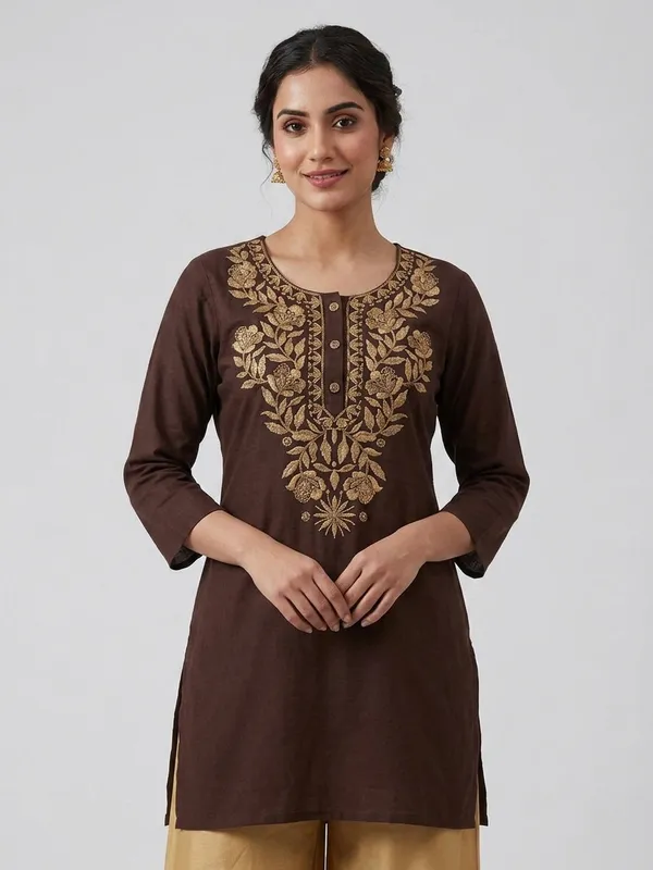 Brown/Gold-Kurta_Palazzo_Set