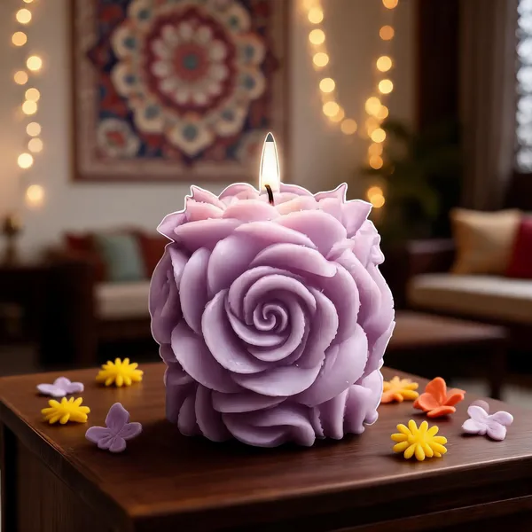 Wax_Lavender_Rose_Shaped_Floral_Decorative_Candle