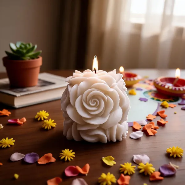 Wax_White_Rose_Shaped_Floral_Decorative_Candle